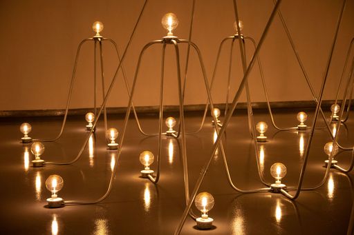 Nancy Holt (American 1938-2014) Detail of Electrical System, 1982, installed at UMass Dartmouth in 2021. Photographer: Chris Diani. Courtesy Holt/Smithson Foundation. © Holt/Smithson Foundation, Licensed by VAGA at ARS, New York