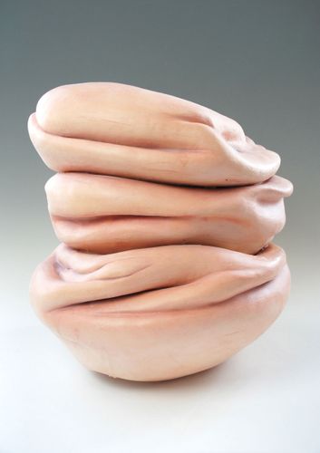 On the Mend, 2022, ceramic, silicone, medical sutures. approx. 35”x24”x24”