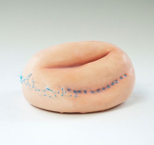 Fixed, 2022, ceramic, silicone, medical sutures, 4”x6”x6”