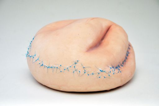 Fixed, 2022, ceramic, silicone, medical sutures, 4”x6”x6”