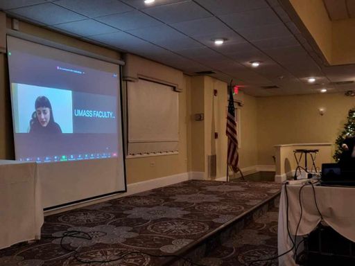 Pamela Karimi accepts her award virtually.