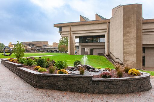 Fountain and landscaping outside CVPA