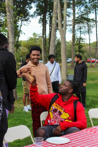 Students enjoying the FDUH Open House BBQ