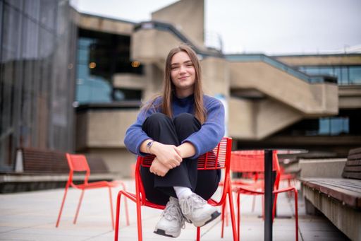 Melanie Veilleux pictured outside the Claire T. Carney Library