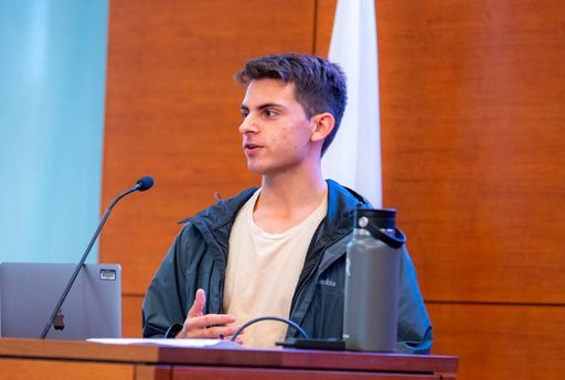 Shawn Koohy presents in the Claire T. Carney Library Grand Reading Room