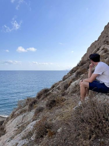 Devon Zapor '24 pictured in the Santorini island of Greece.