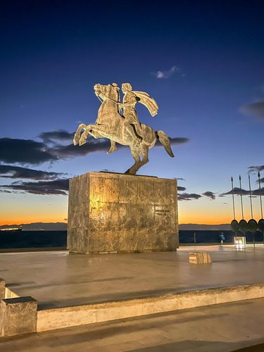Statue of Alexander the Great in Thessaloniki, Greece, photographed by Devon Zapor '24.