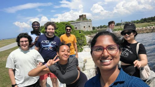 Data science master's student Trina Xavier with Blue Tech interns