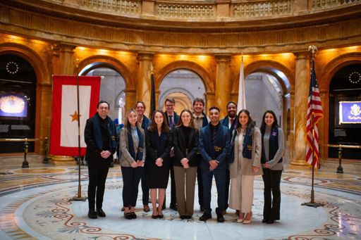 Aguilar Delgado and classmates during the annual Walk the Hill event in Boston.
