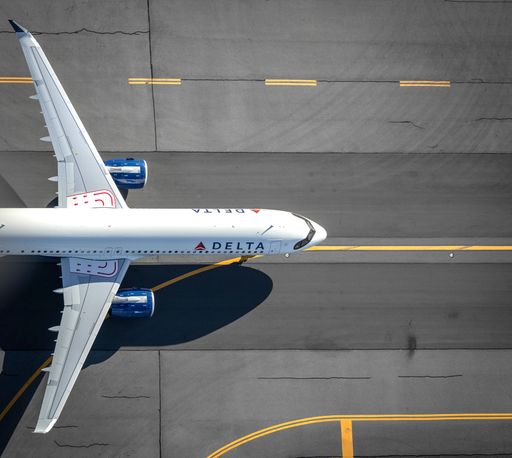 Delta airplane on the runway in Boston