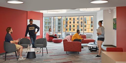 Students in the first-year residence hall lounge