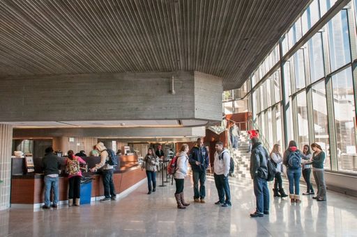 Students standing around