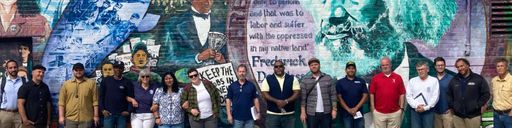 Labor Education center in front of Frederick Douglass mural