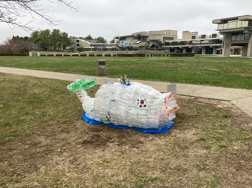 The Plastic Whale 2021 Created by Tracey Cockrell, UMass Dartmouth Students, and local volunteers.