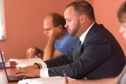 Law student in classroom