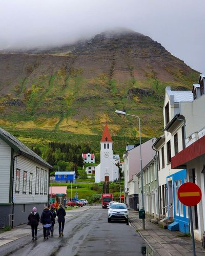 Downtown city in northern Iceland.