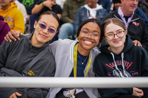 Students spectating an event at Blue and Gold Weekend