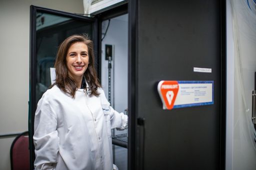 Micheline Labrie in SMAST lab