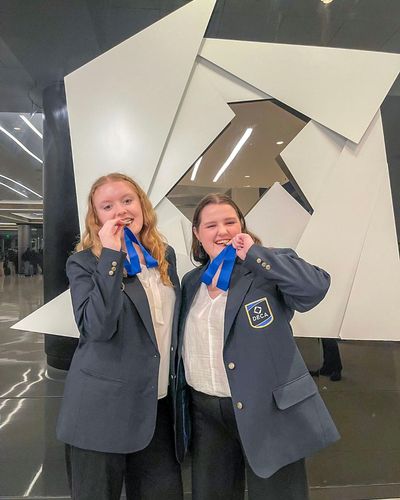 Julia Pampalone (left) and Mary Dillon (right) placed in the top 15 in Business Ethics.