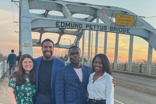 UMass Law students visit the Edmund Pettus Bridge in Selma, Alabama, a key site of the 1965 voting rights marches.