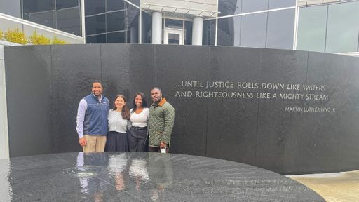 UMass Law students visit the Civil Rights Memorial Center in Montgomery, Alabama, which honors individuals who lost their lives during the civil rights movement..