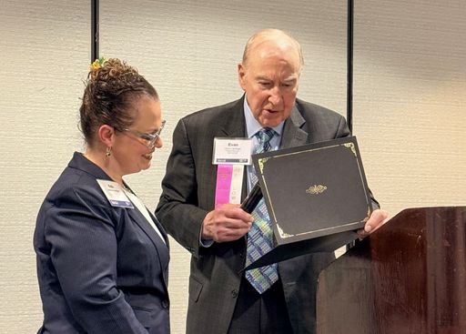 Hancock receives award from Evan J. Spelfogel, Esq., Senior Counsel at Phillips Nizer