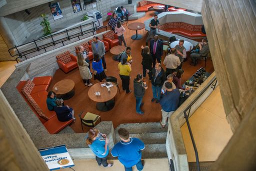 Coffee with Chancellor: Chancellor Robert Johnson has coffee with faculty, staff and students