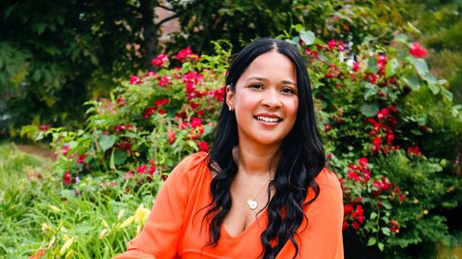 Online student sitting outside