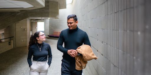 Graduate students talking at UMassD
