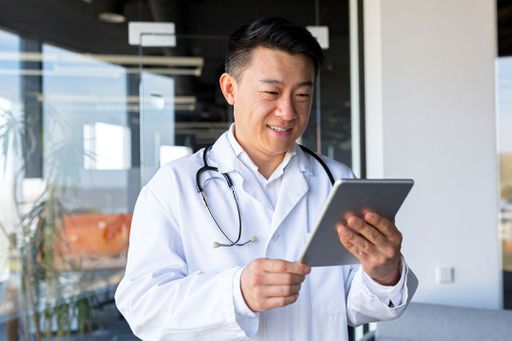 Healthcare professional on a table