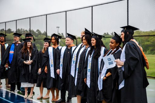 UMassD Online Students lining up at commencement ceremony