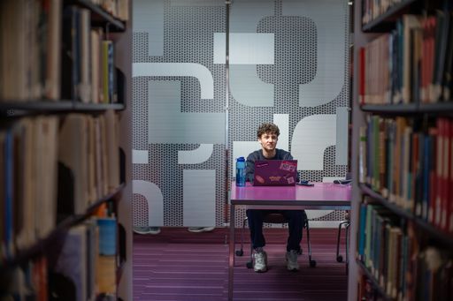 Student studying in the library