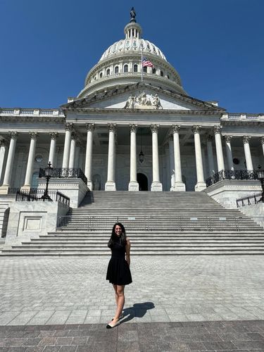 UMassD Alum, Maryana Sawaged ’21, outside Capitol Building