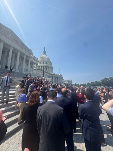 UMassD Alum, Maryana Sawaged ’21, attending a gaggle outside of the Capitol Building