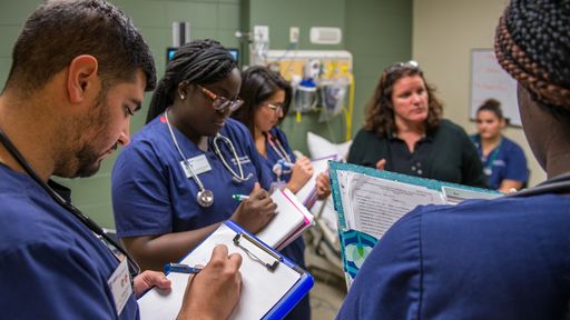 Nursing students work in the Elisabeth A. Pennington Simulation Laboratory (SimLab)