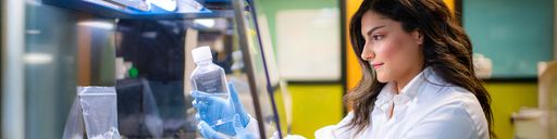 Bioengineering PhD candidate Ramina Behzad PhD '24 in the lab