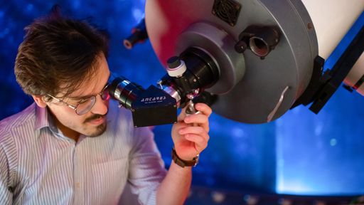 Zachary Pereira '25, Physics major, in the observatory