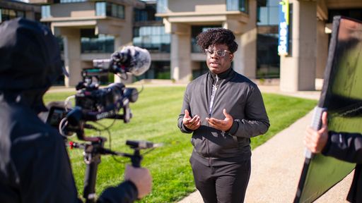 Film crew on campus