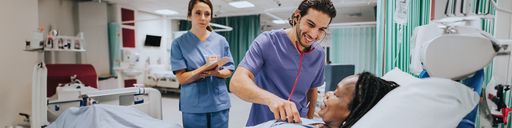 Student nurse checking on a patient