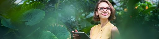 Woman holding a tablet