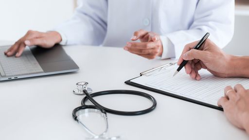 Close up of healthcare administrator's hands