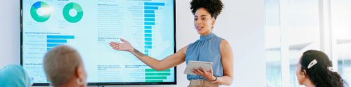 Woman giving a presentation in a meeting