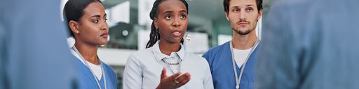 Woman managing healthcare team