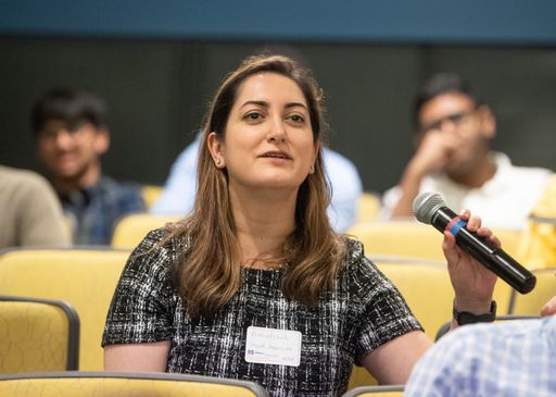 Assistant Prof. Banafsheh Seyed-aghazadeh raised a question during the research talk.