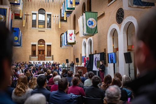 Participants in the Hall of Flags, MA State House