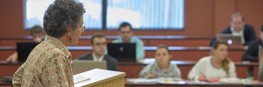 UMass Law Professor Hillary Farber conducting a lecture