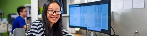PhD student, Lu Wang, conducting research in Professor Changsheng Chen's lab