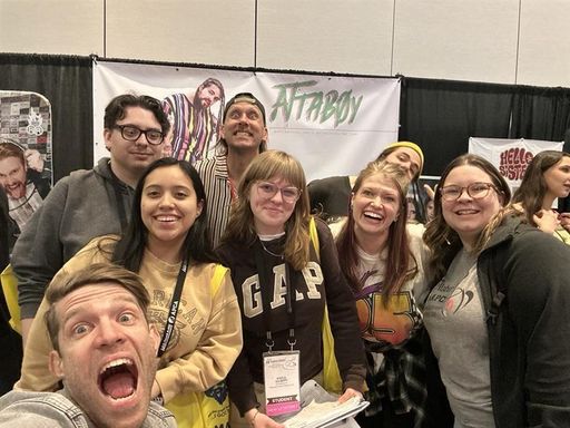 Students at a conference