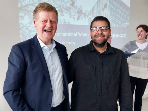 Bhatia pictured with his Professor of International Marketing and Sales