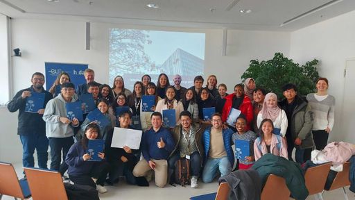 Group photo of all students, professors, and assistants in Bhatia's program